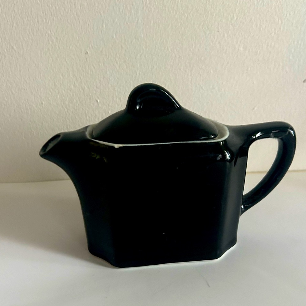 Vintage Shenango China Black White Teapot Restaurant Ware, Upcycle flower vase